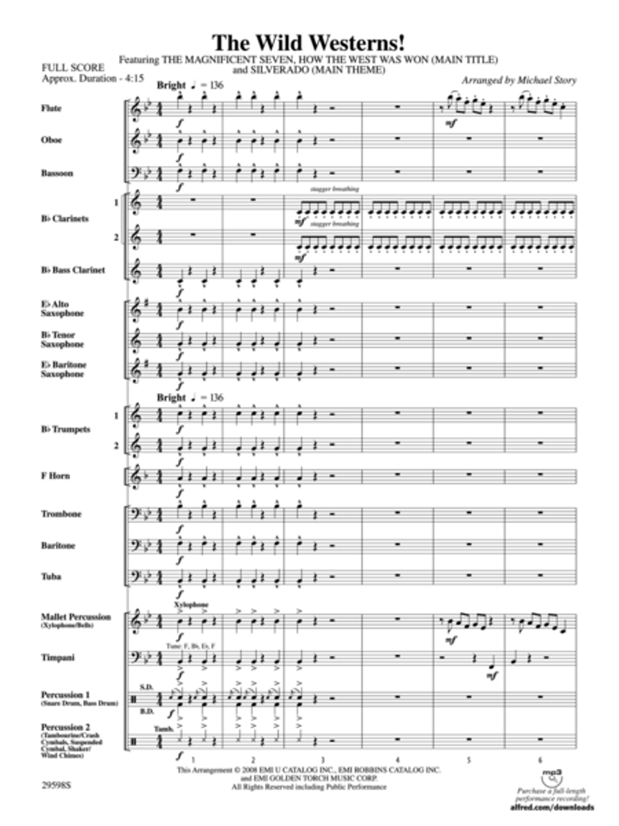 The Wild Westerns! (Score only) Concert Band scores gallery preview page 2