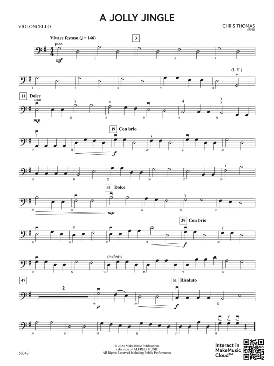 A Jolly Jingle: Cello A Jolly Jingle: Cello String Orchestra scores gallery preview page 1