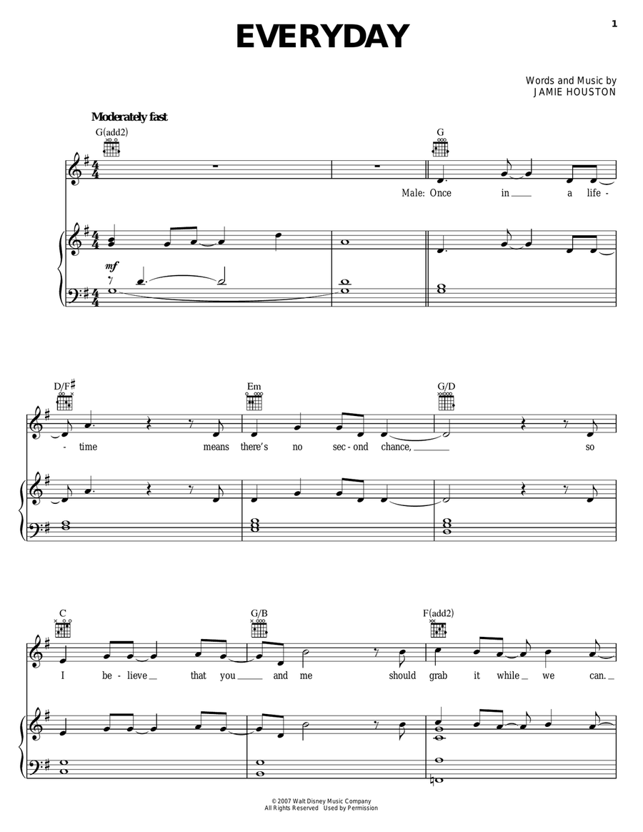 Everyday Piano, Vocal, Guitar scores gallery preview page 1