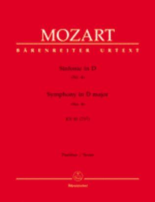 Book cover for Symphony No. 4 D major KV 81(73l)
