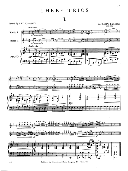 Three Trios In G, D, & E Major