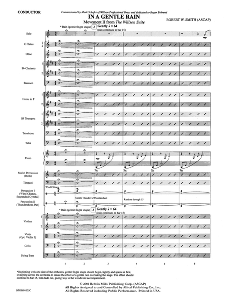 In a Gentle Rain (Movement II from the Willson Suite): Score