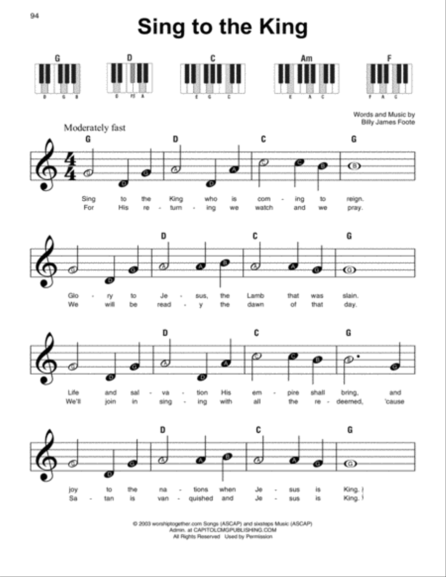 Sing To The King Sing To The King Easy Piano scores gallery preview page 1