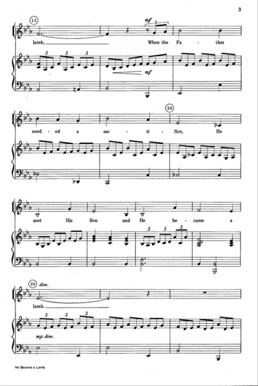 He Became a Lamb 4-Part scores gallery preview page 3