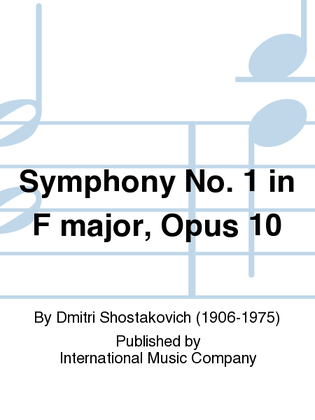 Book cover for Symphony No. 1 In F Major, Opus 10