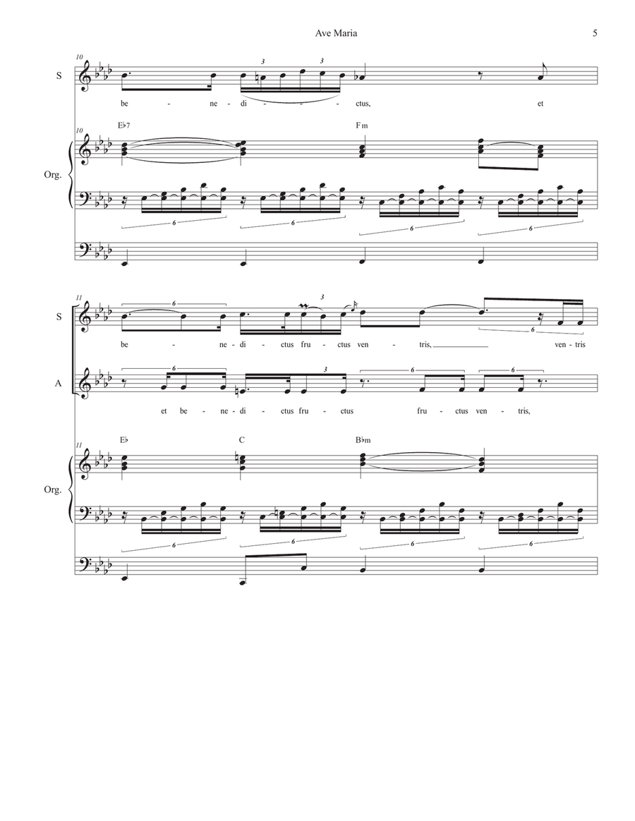 Ave Maria (Duet for Soprano & Alto Solo - Medium Key - Organ Accompaniment) Alto Voice scores gallery preview page 6