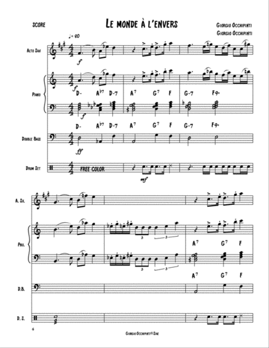 Le mond à l'envers Jazz Ensemble scores gallery preview page 1