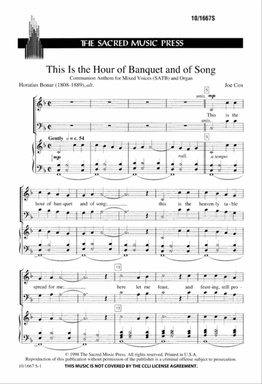 This is the Hour of Banquet and of Song 4-Part scores gallery preview page 1