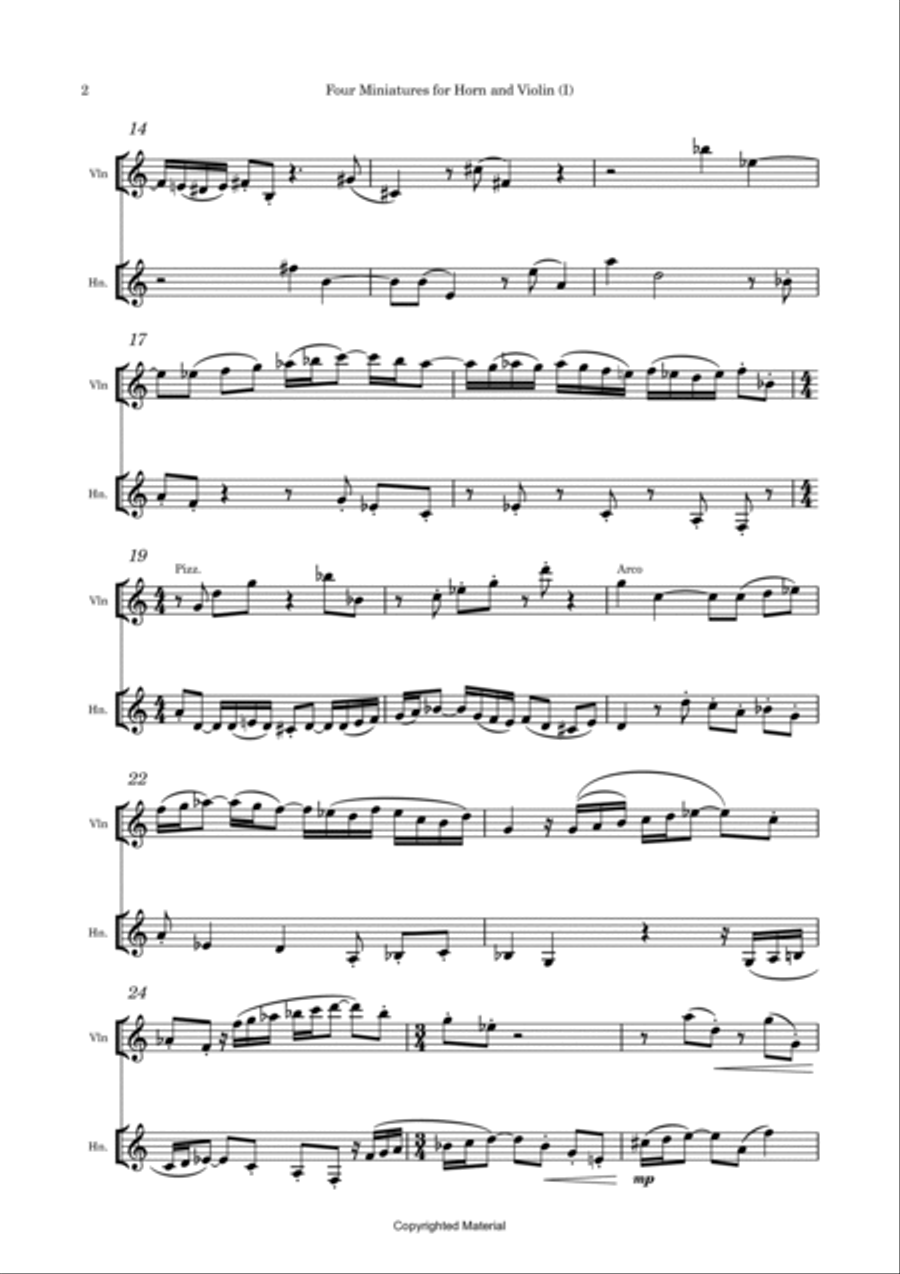 Four Miniatures for Horn and Violin image number null