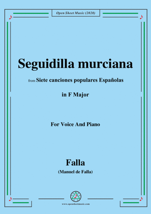Book cover for Seguidilla murciana, for Voice and Piano, in F Major,by Manuel de Falla