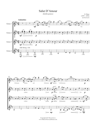 Salut D'Amour (Guitar Quartet) - Score and Parts