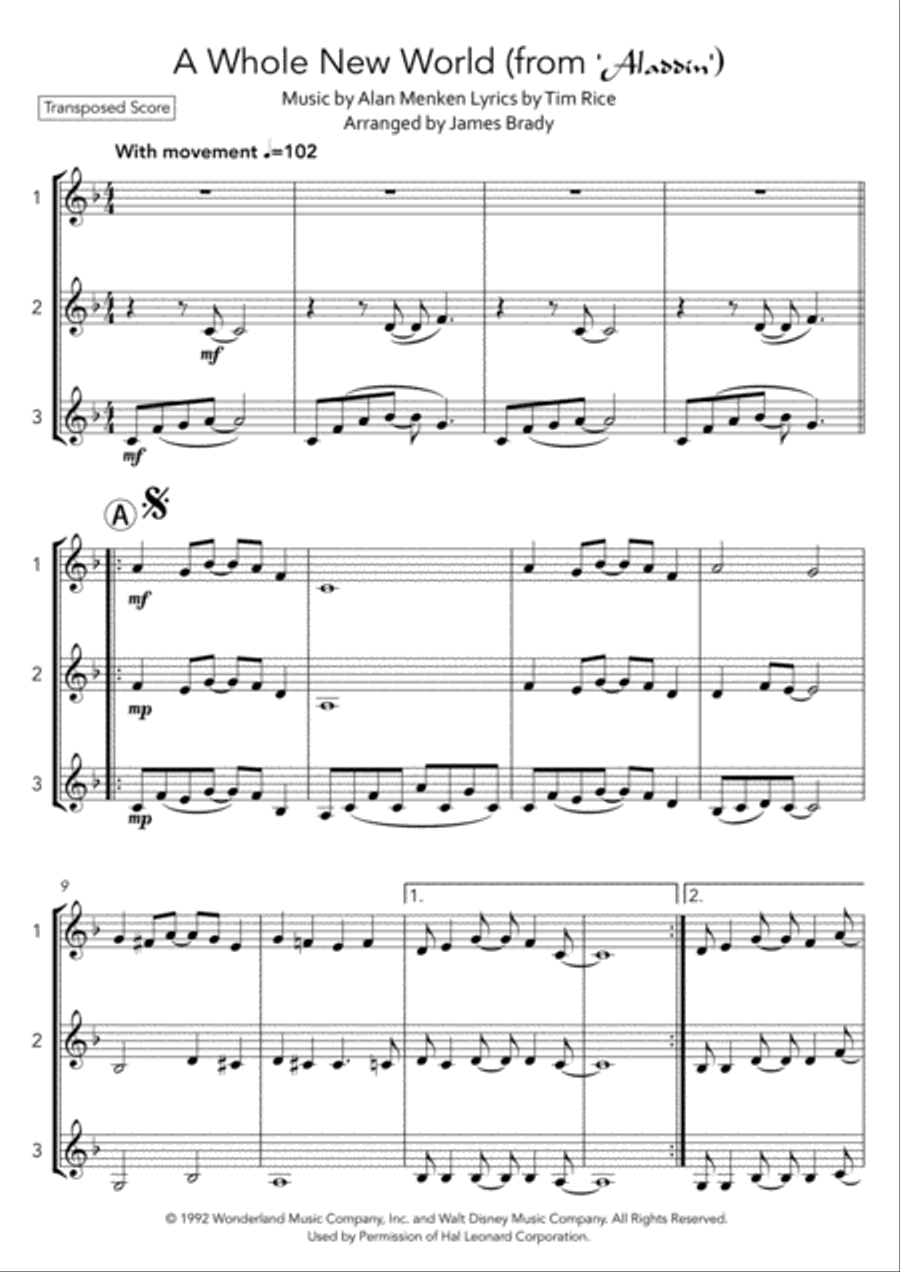 A Whole New World (from 'Aladdin') Brass Ensemble scores gallery preview page 2