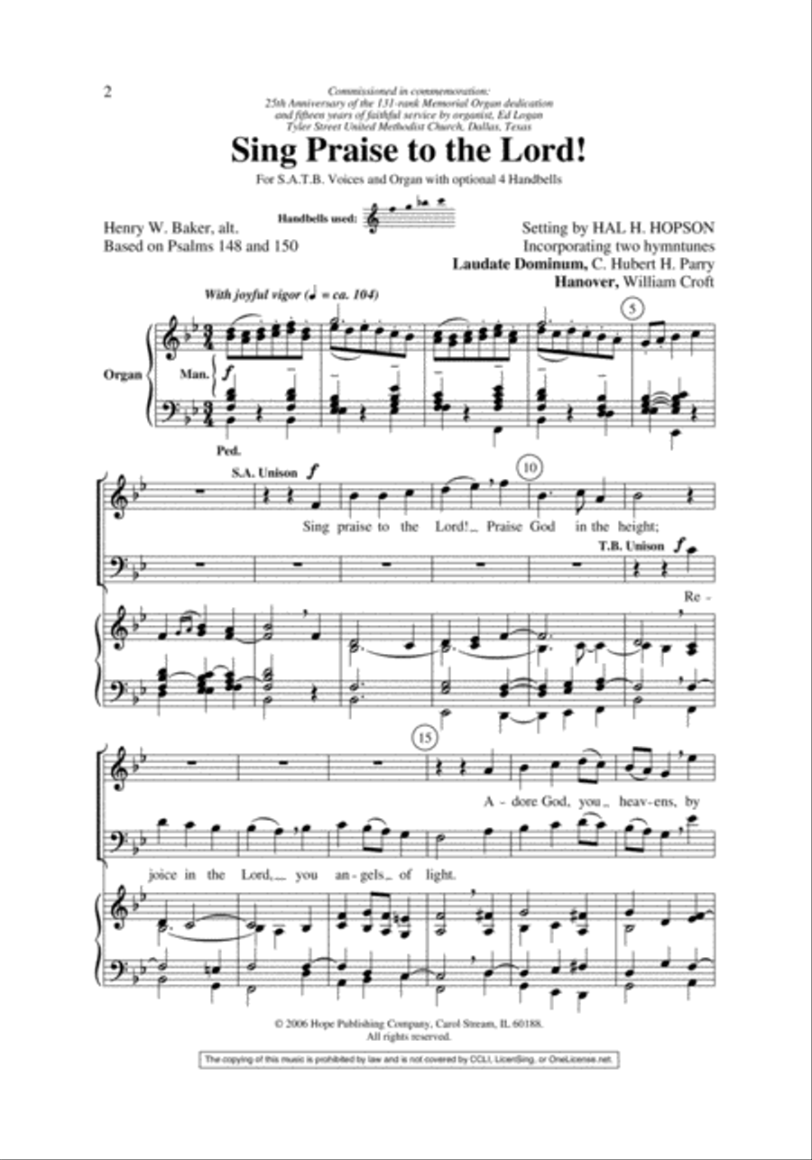 Sing Praise to the Lord Sing Praise to the Lord 4-Part scores gallery preview page 2