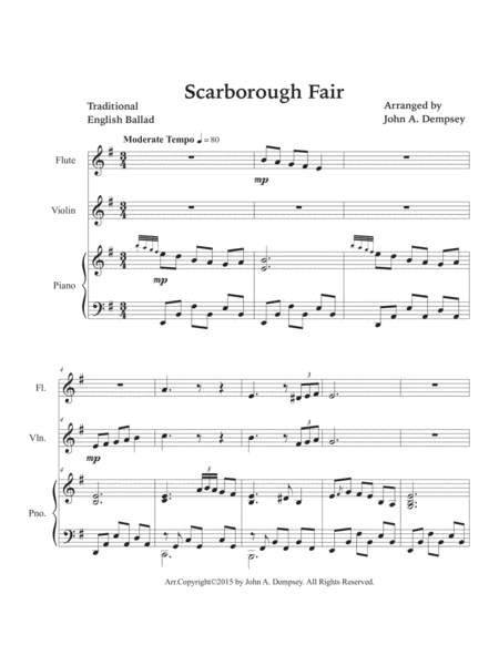 Scarborough Fair (Trio for Flute, Violin and Piano) image number null