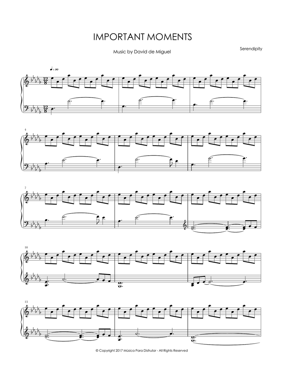 Important Moments Piano Solo scores gallery preview page 1