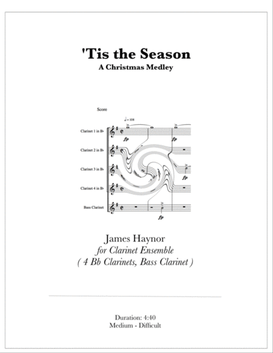 Tis the Season - A Christmas Medley for Clarinets Woodwind Ensemble scores gallery preview page 1