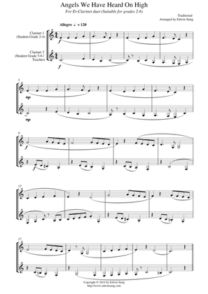 Angels We Have Heard On High (for Eb-Clarinet duet, suitable for grades 2-6)