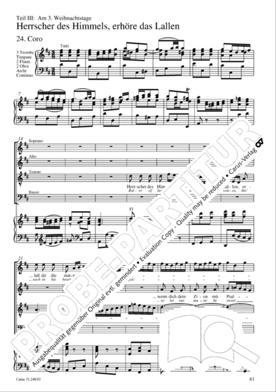 Christmas oratorio (Weihnachtsoratorium, Teile I-III) 4-Part scores gallery preview page 66