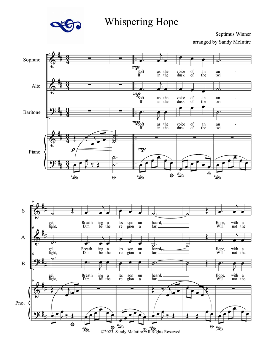 Whispering Hope 3-Part scores gallery preview page 1