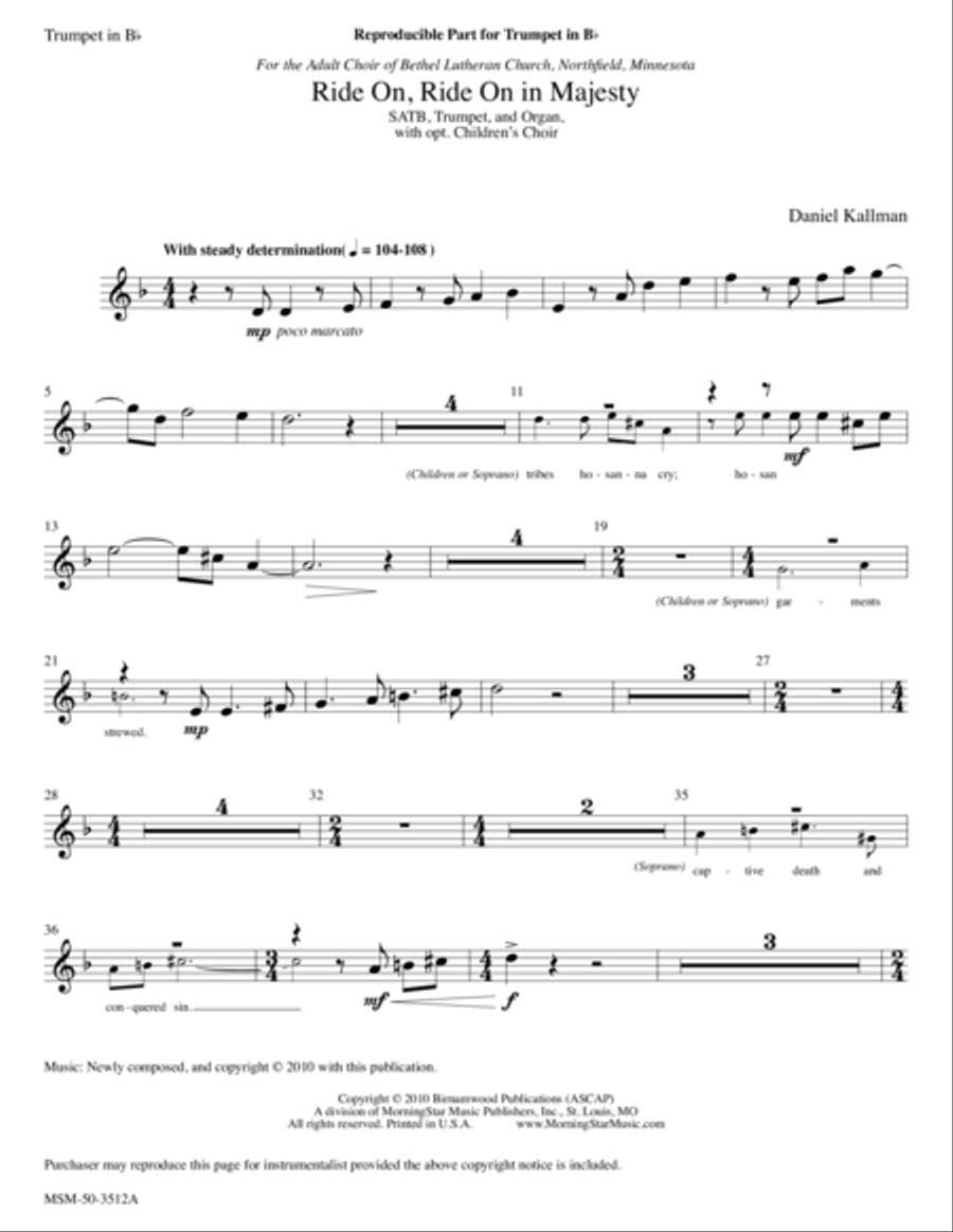 Ride On, Ride On in Majesty (Downloadable Trumpet Parts) Choir scores gallery preview page 1