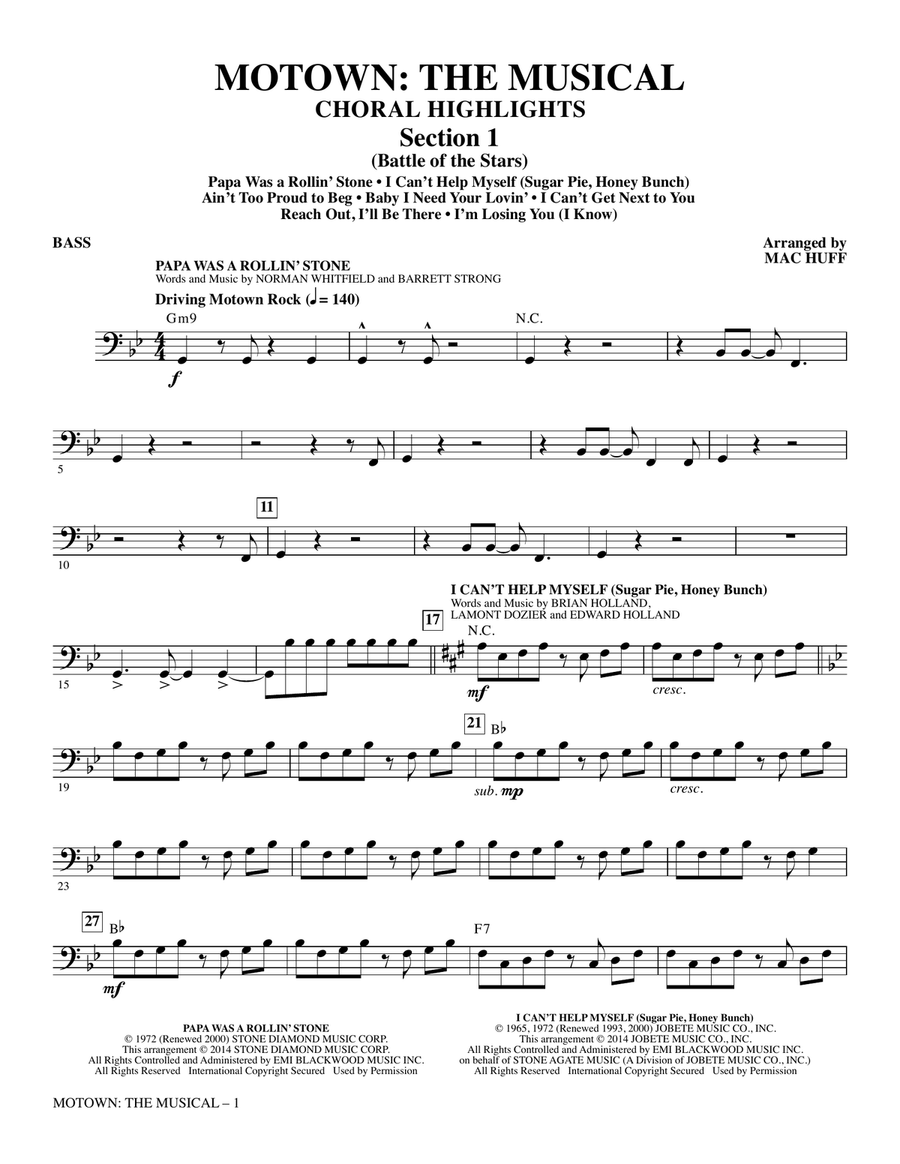 Motown: The Musical (Choral Highlights) - Bass
