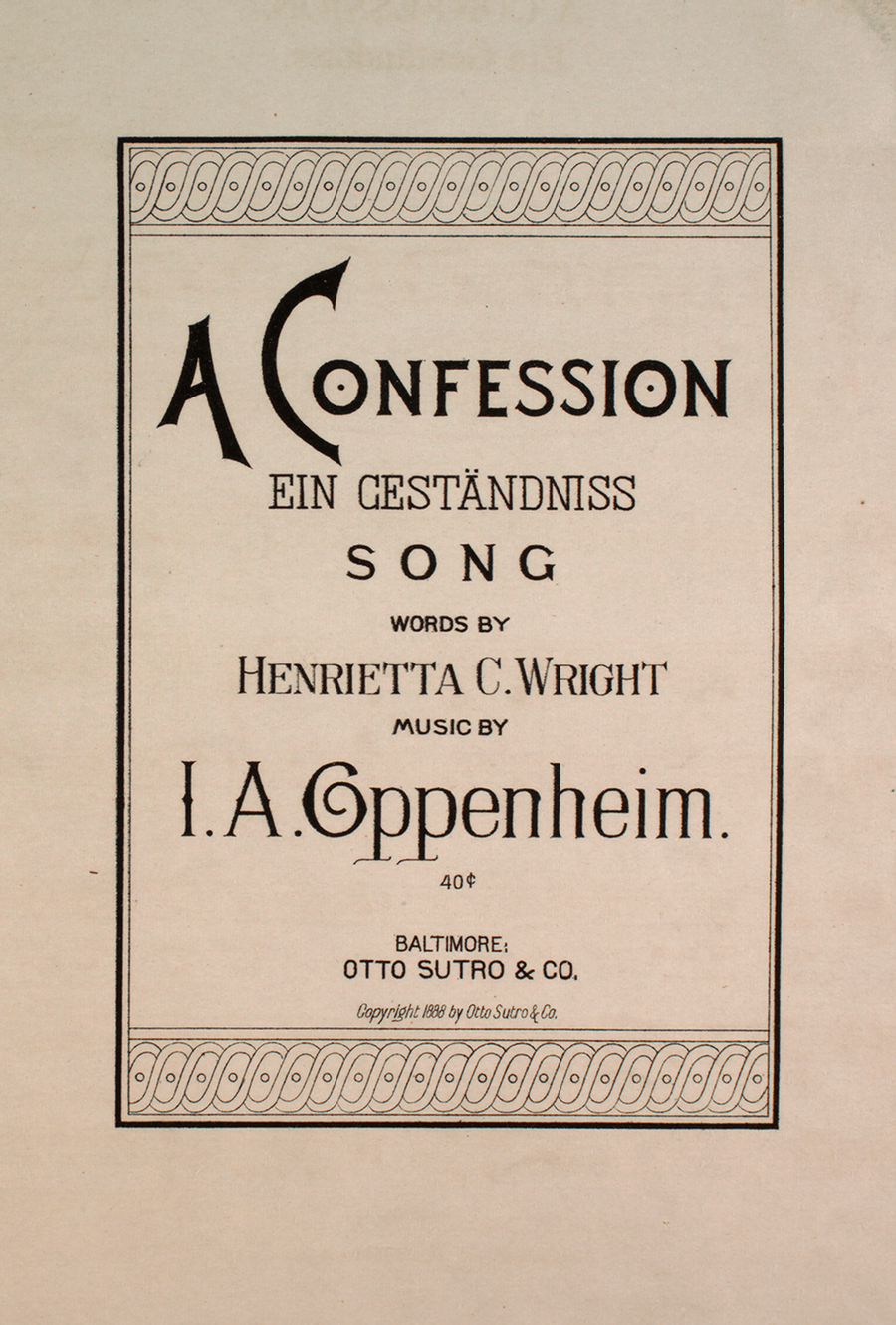A Confession. Ein Gestandniss. Song