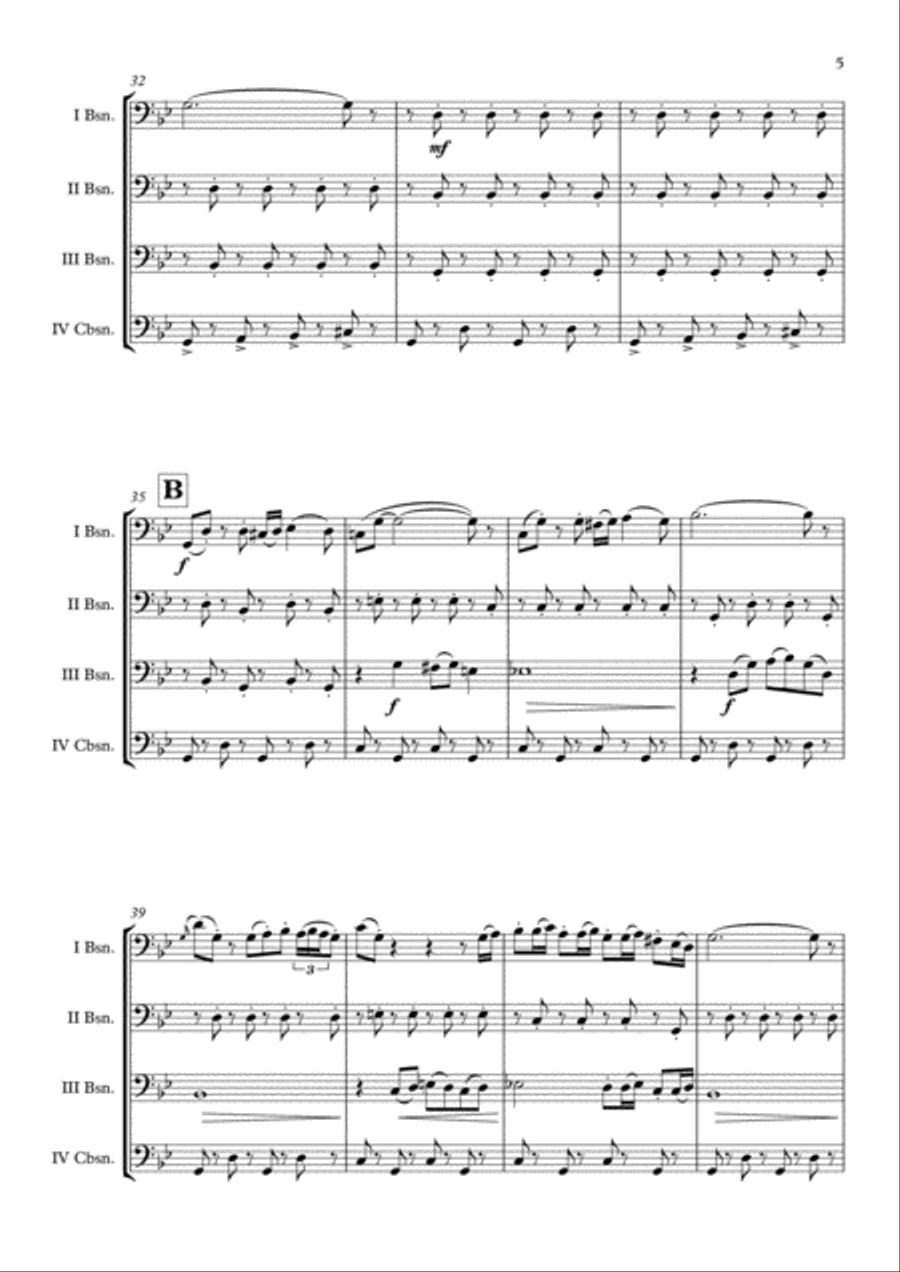 Themes From Sherlock (main Theme/watson's Theme) Bassoon Quartet scores gallery preview page 6