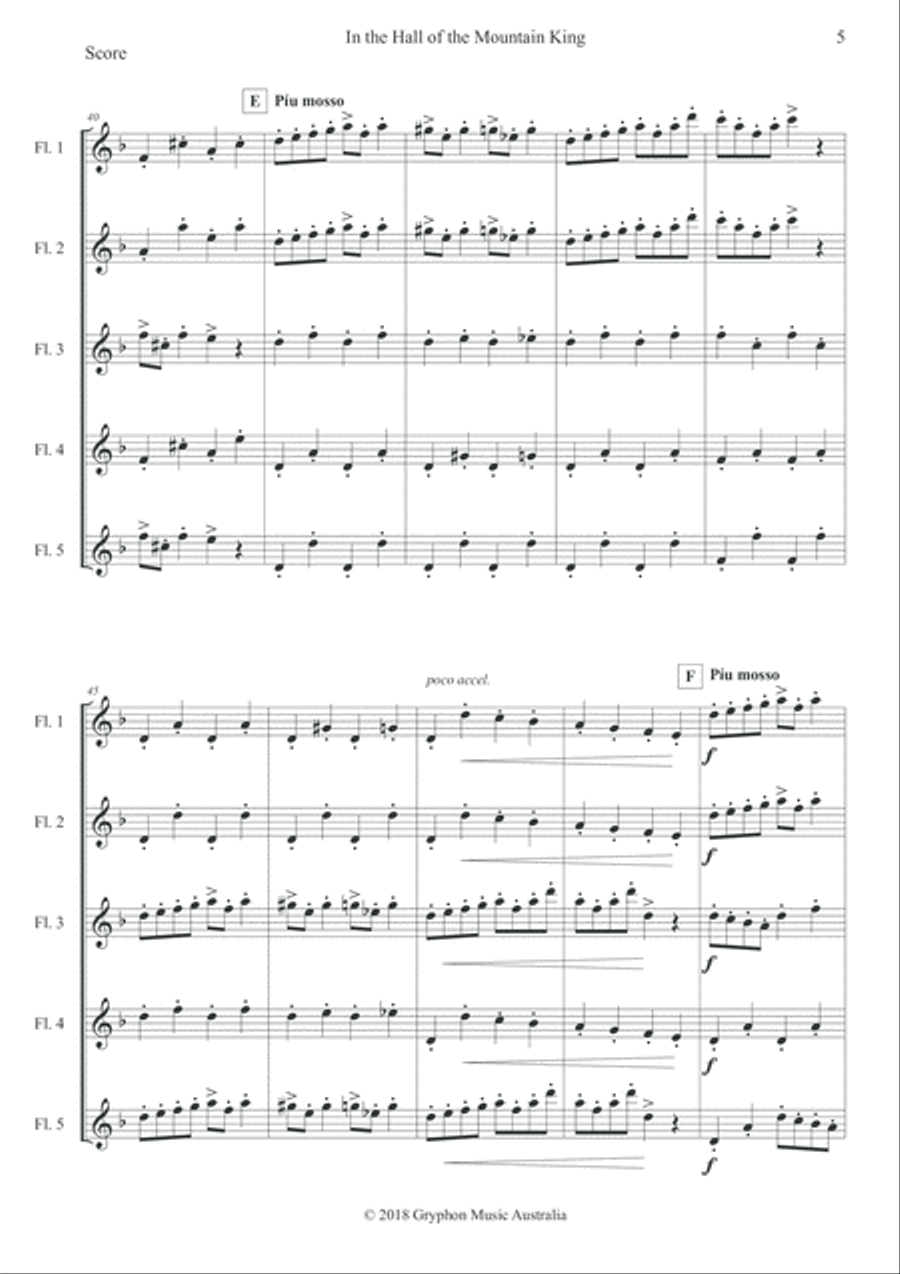 In the Hall of the Mountain King (arranged for flute quintet) Woodwind Quintet scores gallery preview page 6