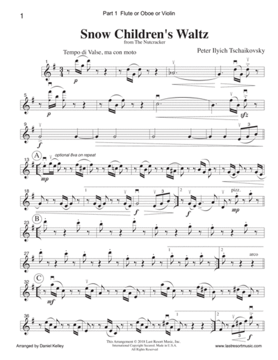 Waltz of the Snowflakes (Snow Children's Waltz) from the Nutcracker for String Quartet or Piano Quin