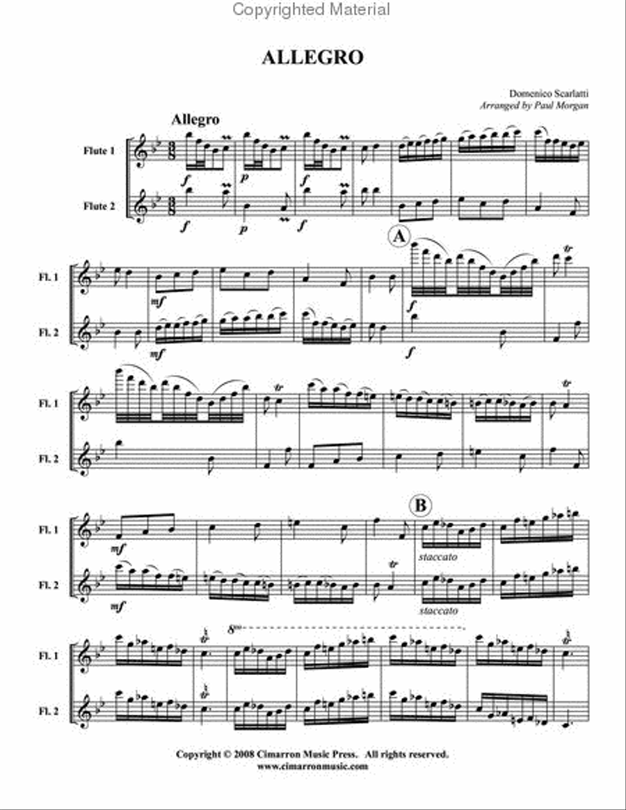 Allegro for Two Flutes Flute Duet scores gallery preview page 2