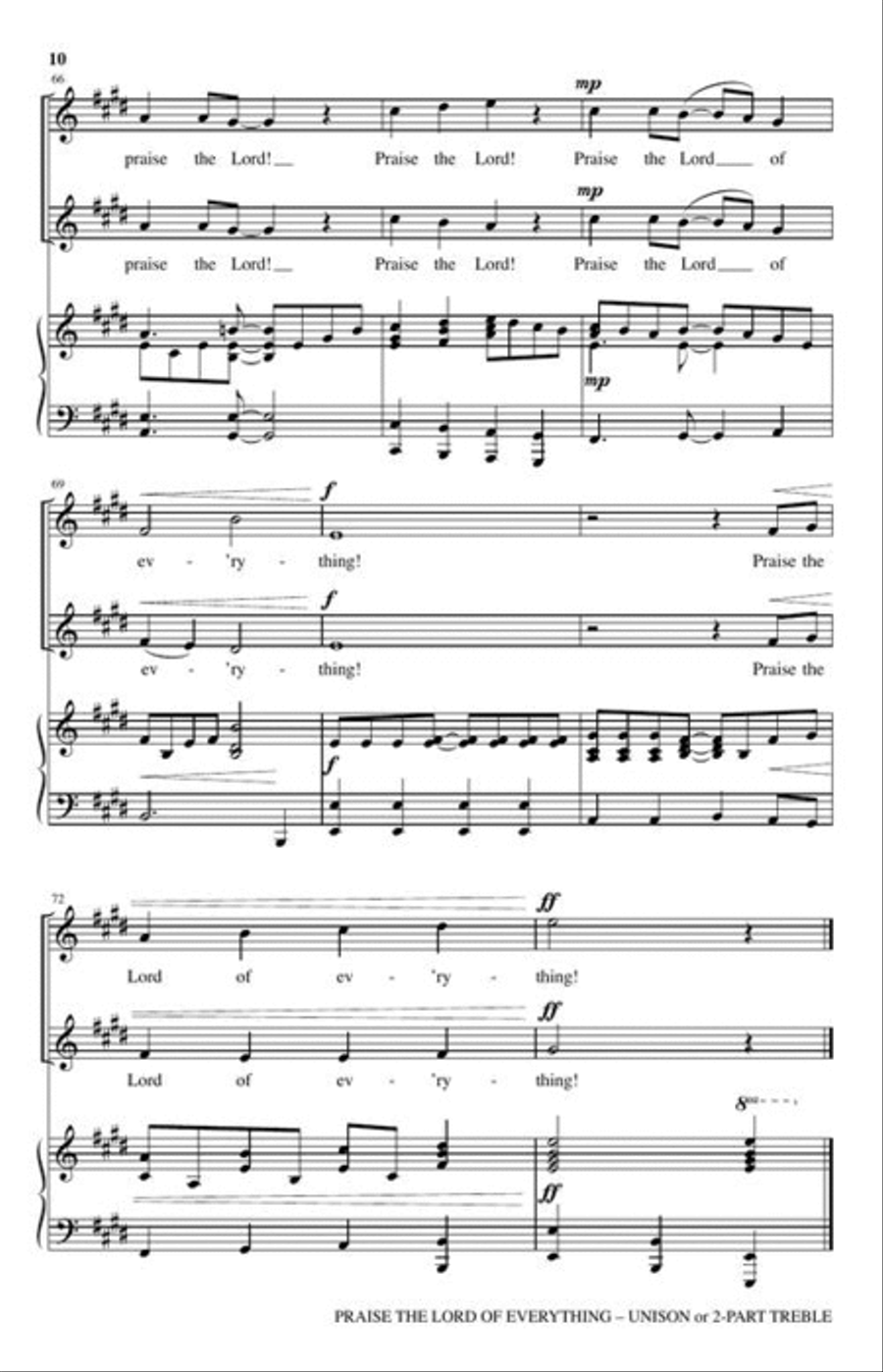 Praise the Lord of Everything Unison Choir scores gallery preview page 5