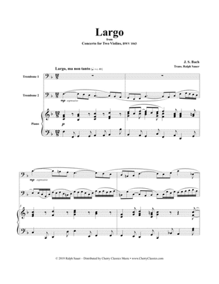 Book cover for Largo from Concerto BWV 1043 for Two Trombones and Piano
