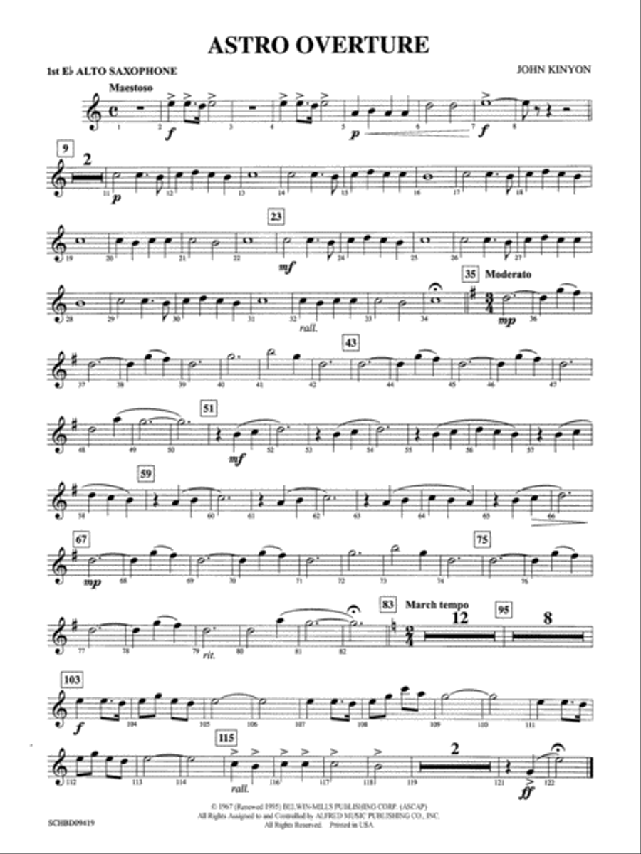 Astro Overture: E-flat Alto Saxophone Concert Band scores gallery preview page 1