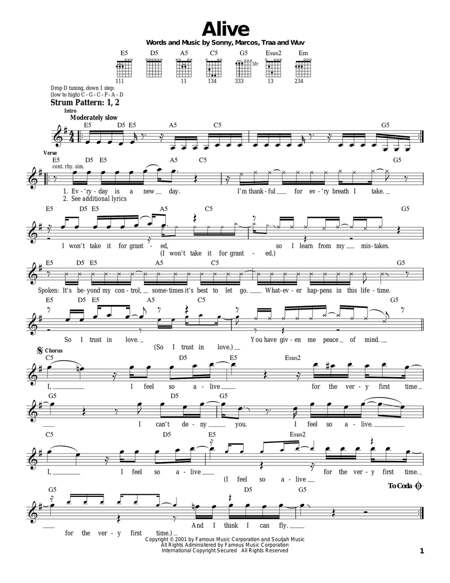 Alive Acoustic Guitar scores gallery preview page 1