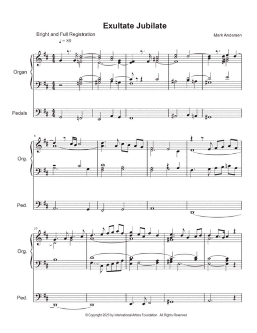 Exultate Jubilate for organ by Mark Andersen Organ Solo scores gallery preview page 2