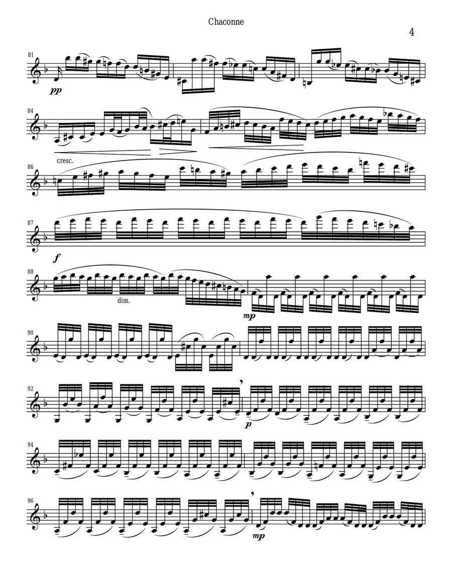 Bach Chaconne for solo (unaccompanied) clarinet Clarinet Solo scores gallery preview page 4