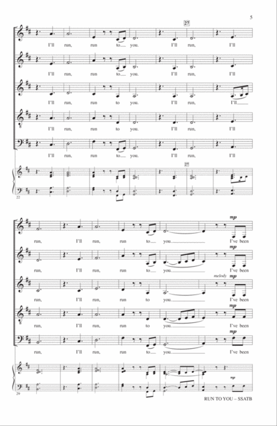 Run To You Run To You 4-Part scores gallery preview page 4