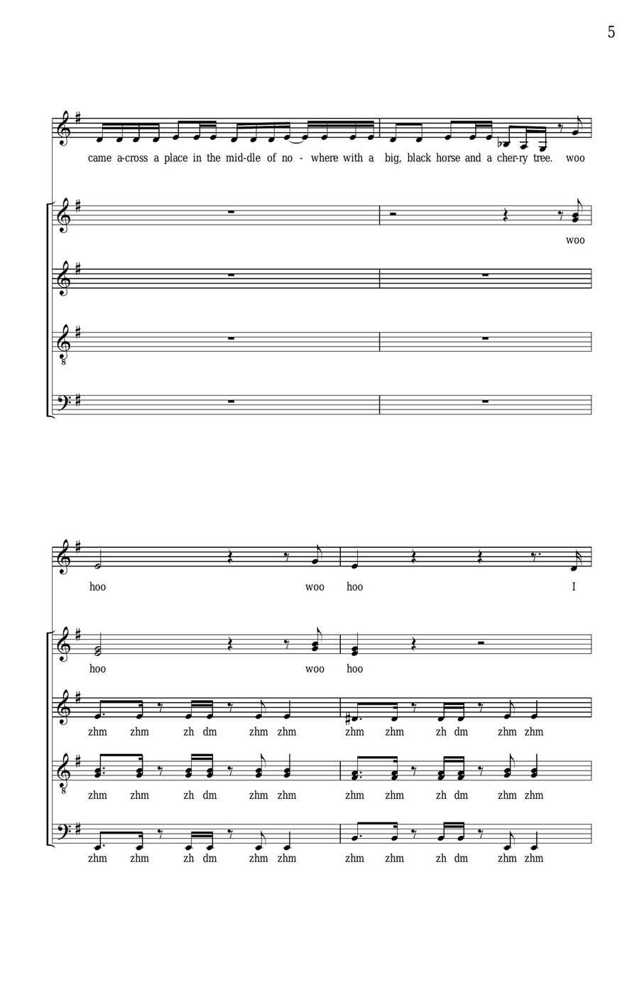 Black Horse And The Cherry Tree 4-Part scores gallery preview page 3