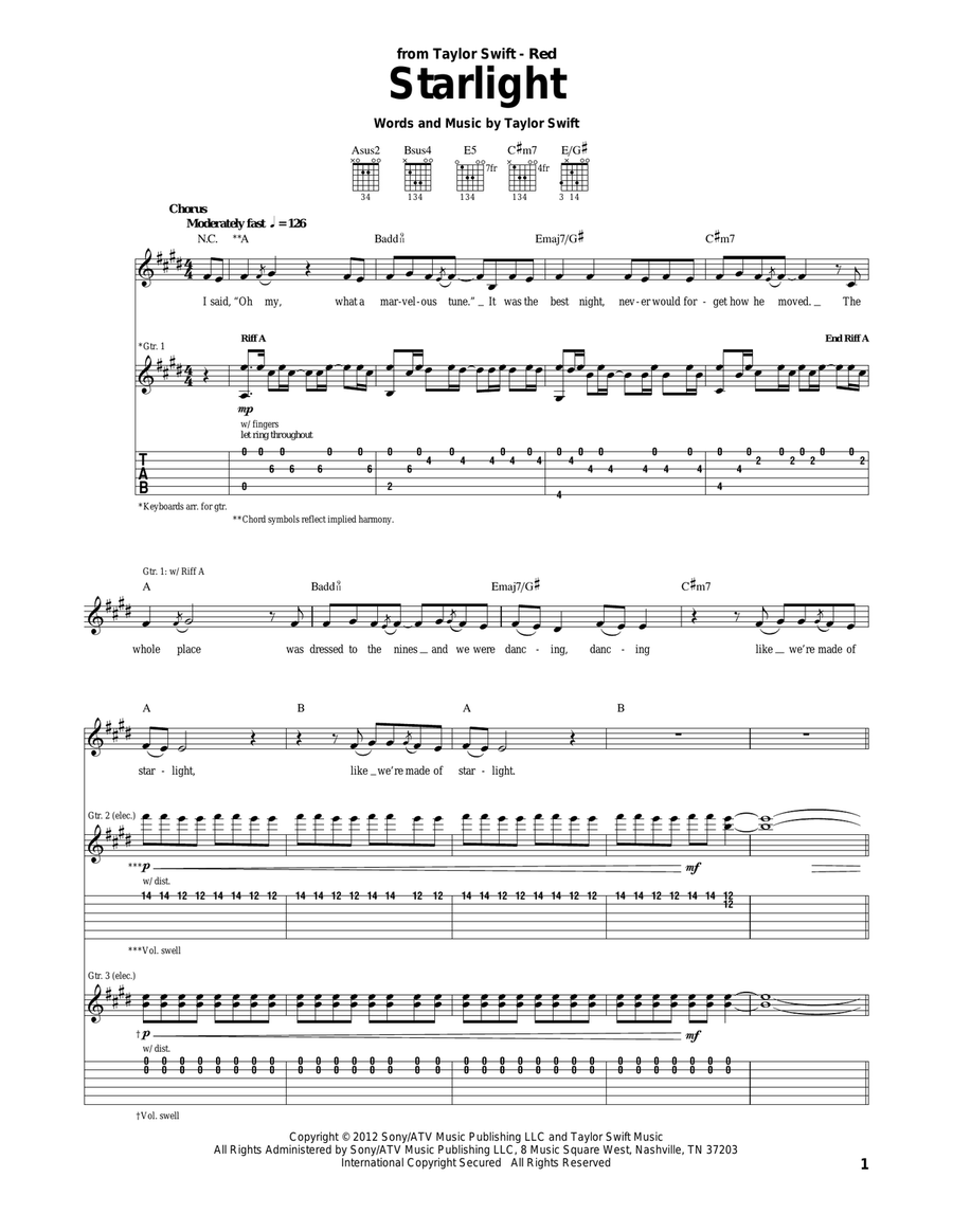 Starlight Acoustic Guitar scores gallery preview page 1