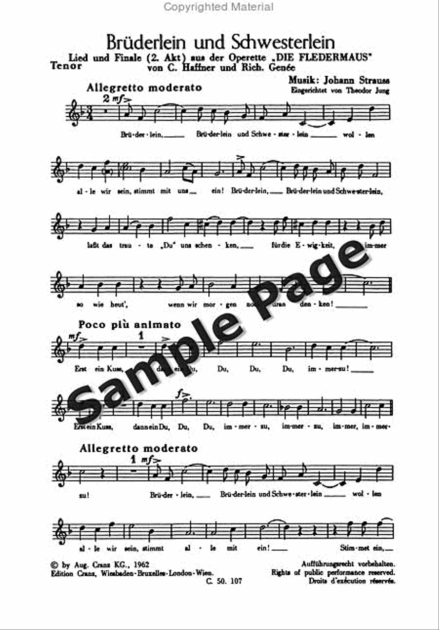 Strauss J Bruederlein+schw.a.fledermaus 4-Part scores gallery preview page 2