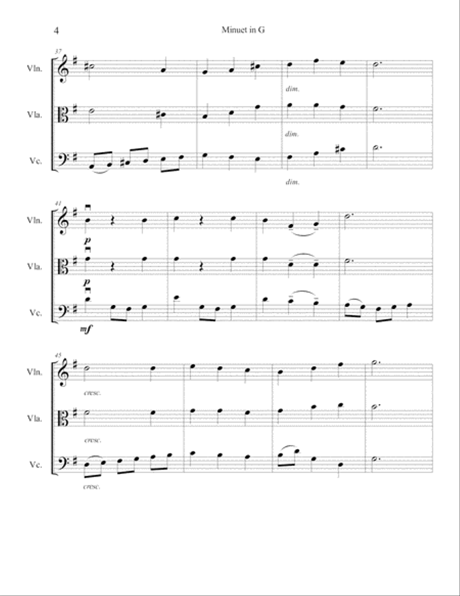 Minuet in G Minuet in G String Trio scores gallery preview page 5