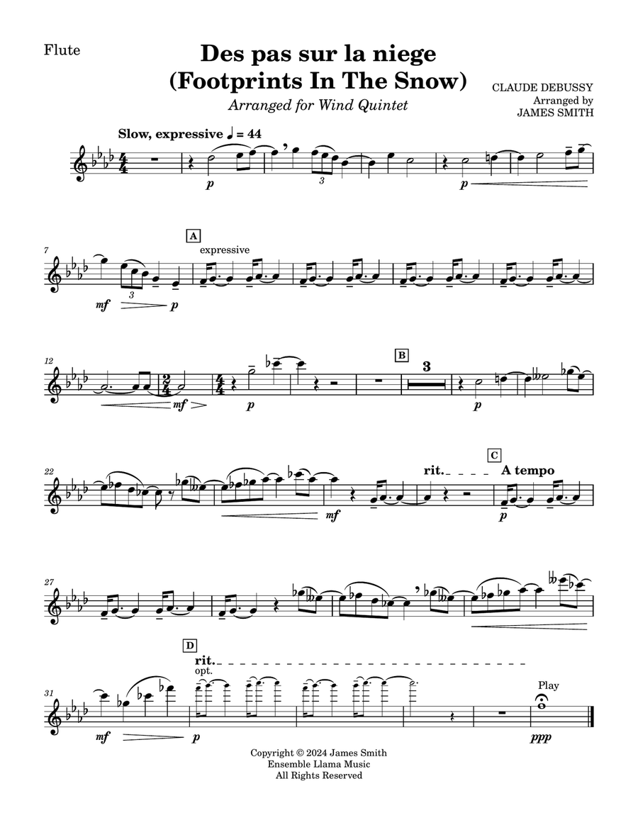 Des pas sur la neige (Footprints In The Snow) for Wind Quintet Woodwind Quintet scores gallery preview page 5