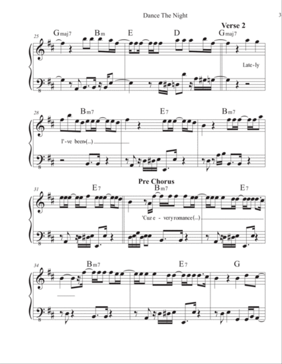 Dance The Night Dance The Night Piano Solo scores gallery preview page 3
