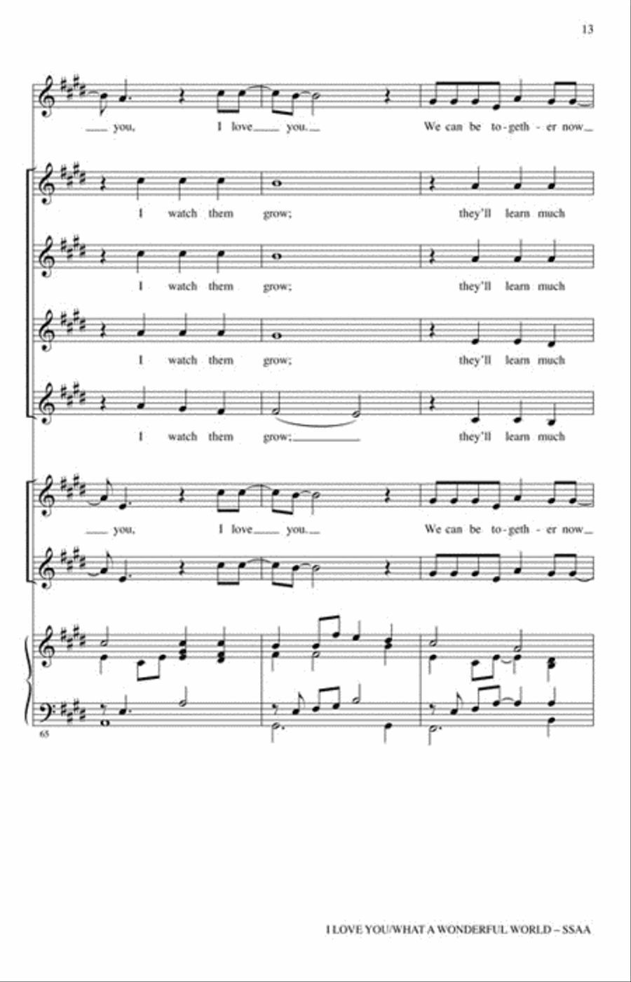 I Love You/What a Wonderful World SSAA scores gallery preview page 6