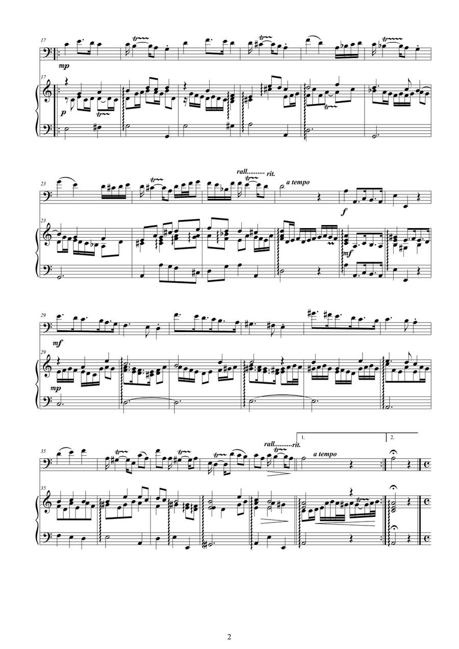 Vivaldi - Cello Sonata No.3 in A minor Op.14 RV 43 for Cello and Cembalo (or Piano) String Duet scores gallery preview page 2