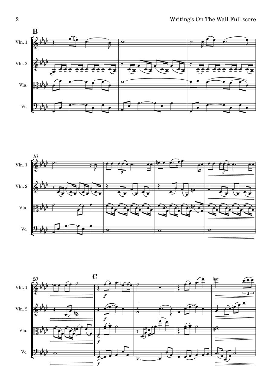 Writing's On The Wall from the film SPECTRE String Quartet scores gallery preview page 2