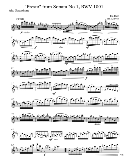 Presto from Sonata No 1, BWV 1001