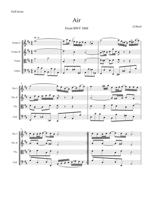 Bach - Air for string quartet (Score&Parts)