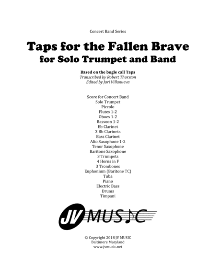 Taps for the Fallen Brave for Solo Trumpet and Band Concert Band scores gallery preview page 1