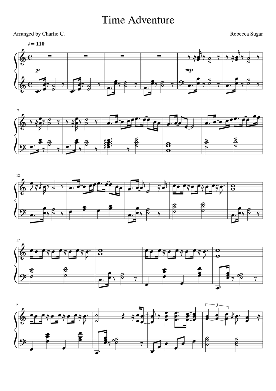 Time Adventure Time Adventure Piano Solo scores gallery preview page 1